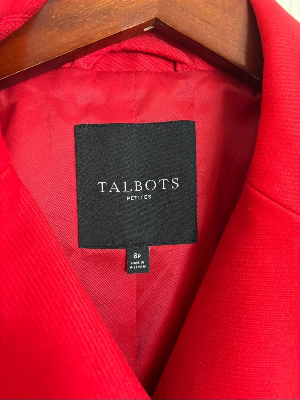 Talbots Double Breasted Pea Coat Persimmon Red 8 Petite Gold Buttons Classic